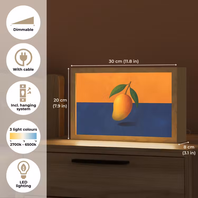 Mango - Vlakken - Bladeren - Oranje Light Box met kabel (Tafellamp) klein -USP_EN