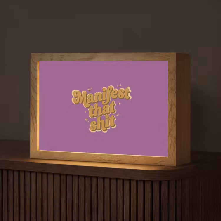 Manifest that shit - Paars - Glitter Light Box met kabel (Tafellamp) klein -z3d_website
