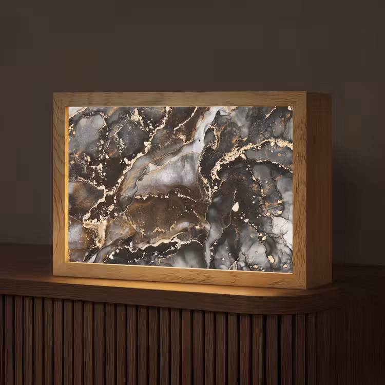 Marmer - Goud - Glitter - Luxe Light Box met kabel (Tafellamp) klein -z3d_website