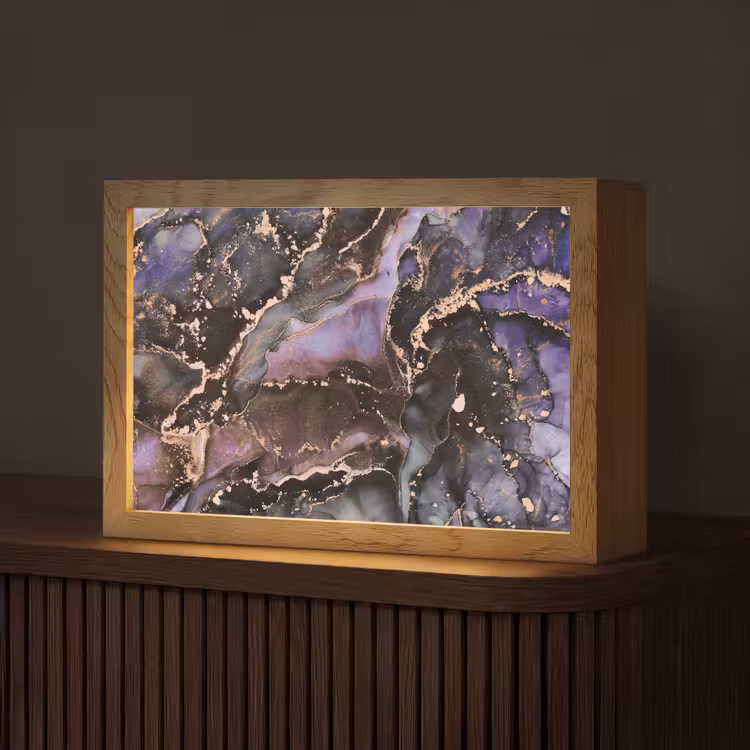 Marmer - Goud - Roze Light Box met kabel (Tafellamp) klein -z3d_website