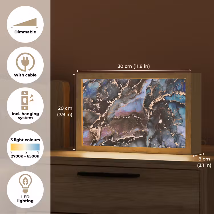 Marmer - Goud - Rosé Light Box met kabel (Tafellamp) klein -USP_EN