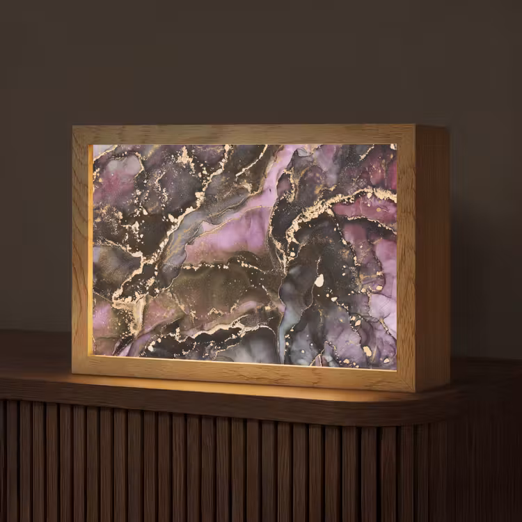 Marmer - Gold - Steen - Abstract Light Box met kabel (Tafellamp) klein -z3d_website