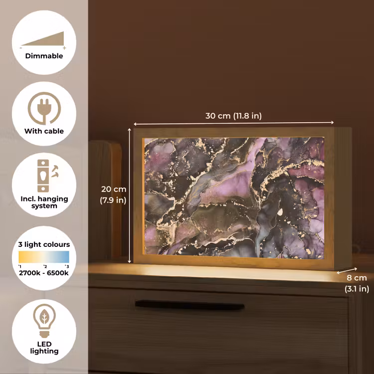 Marmer - Gold - Steen - Abstract Light Box met kabel (Tafellamp) klein -USP_EN