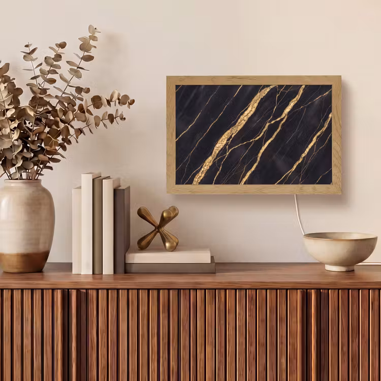 Marmer - Goud - Textuur - Abstract - Zwart Light Box met kabel (Tafellamp) klein -sfeer2