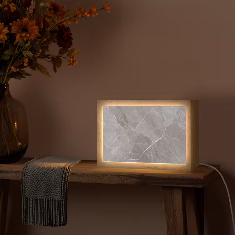 Marmer - Grijs Light Box met kabel (Tafellamp) klein -sfeer4