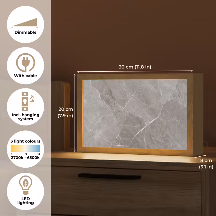 Marmer - Grijs Light Box met kabel (Tafellamp) klein -USP_EN