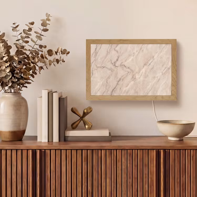 Marmer - Patroon - Abstract - Modern - Beige Light Box met kabel (Tafellamp) klein -sfeer2