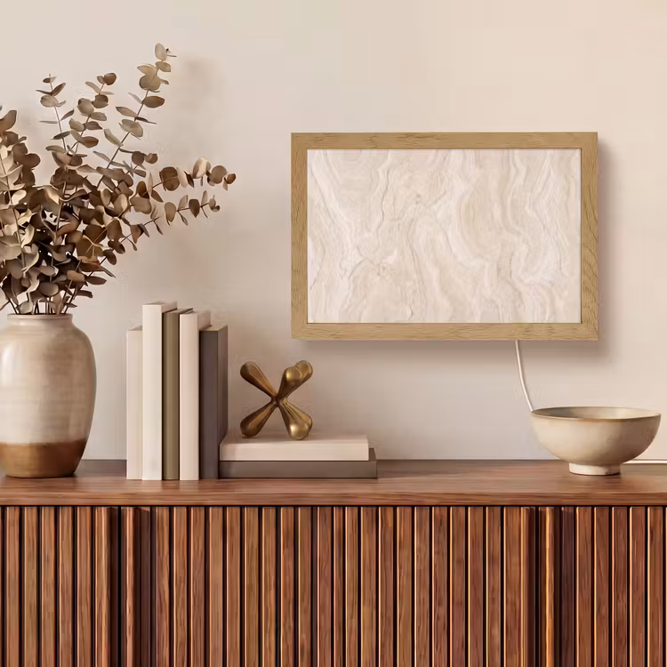 Marmer - Patroon - Beige - Steen - Abstract Light Box met kabel (Tafellamp) klein -sfeer2