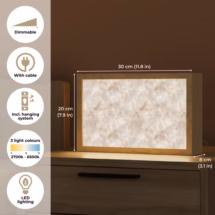 Marmer - Patroon - Klassiek Light Box met kabel (Tafellamp) klein 924 -USP_EN