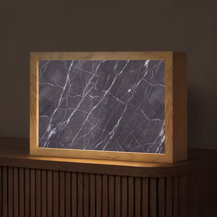 Marmer - Patroon - Modern - Zwart - Wit Light Box met kabel (Tafellamp) klein -z3d_website