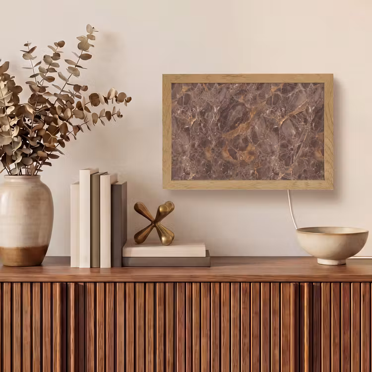 Marmer - Patroon - Natuur - Bruin - Goud Light Box met kabel (Tafellamp) klein -sfeer2
