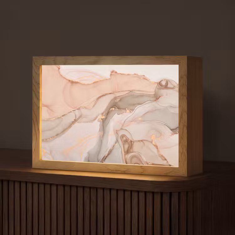 Marmer - Roze - Rosé Light Box met kabel (Tafellamp) klein -z3d_website