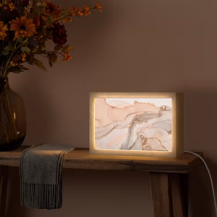 Marmer - Roze - Rosé Light Box met kabel (Tafellamp) klein -sfeer4