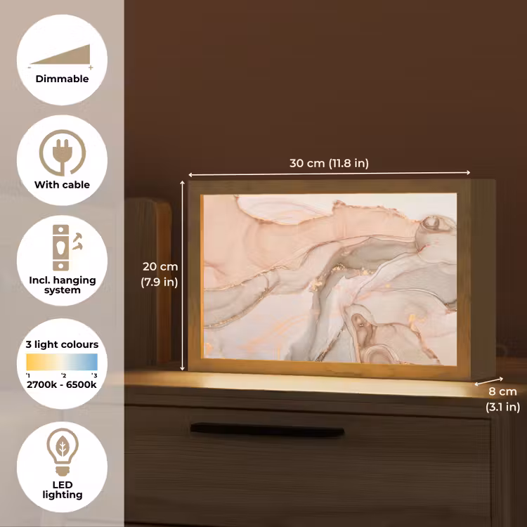 Marmer - Roze - Rosé Light Box met kabel (Tafellamp) klein -USP_EN