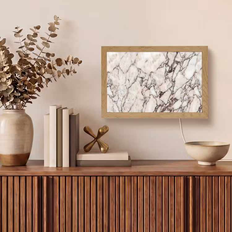 Marmer - Textuur - Abstract - Wit - Bruin Light Box met kabel (Tafellamp) klein -sfeer2