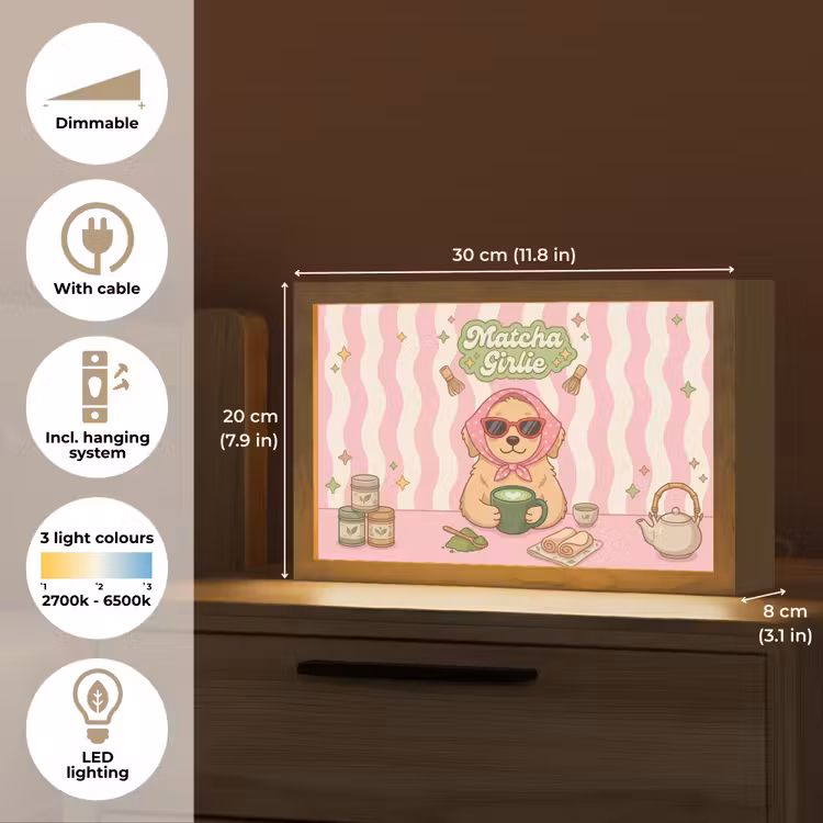 Matcha - Hond - Roze - Groen Light Box met kabel (Tafellamp) klein -USP_EN
