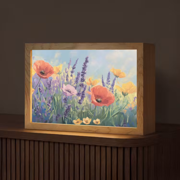 Weide - Bloemen - Kleurrijk Light Box met kabel (Tafellamp) klein -z3d_website