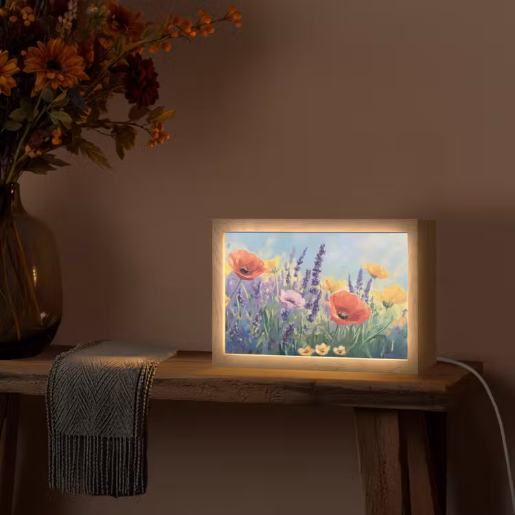 Weide - Bloemen - Kleurrijk Light Box met kabel (Tafellamp) klein -sfeer4