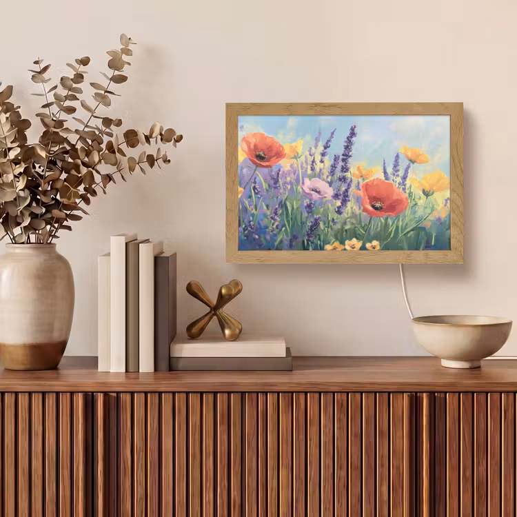Weide - Bloemen - Kleurrijk Light Box met kabel (Tafellamp) klein -sfeer2