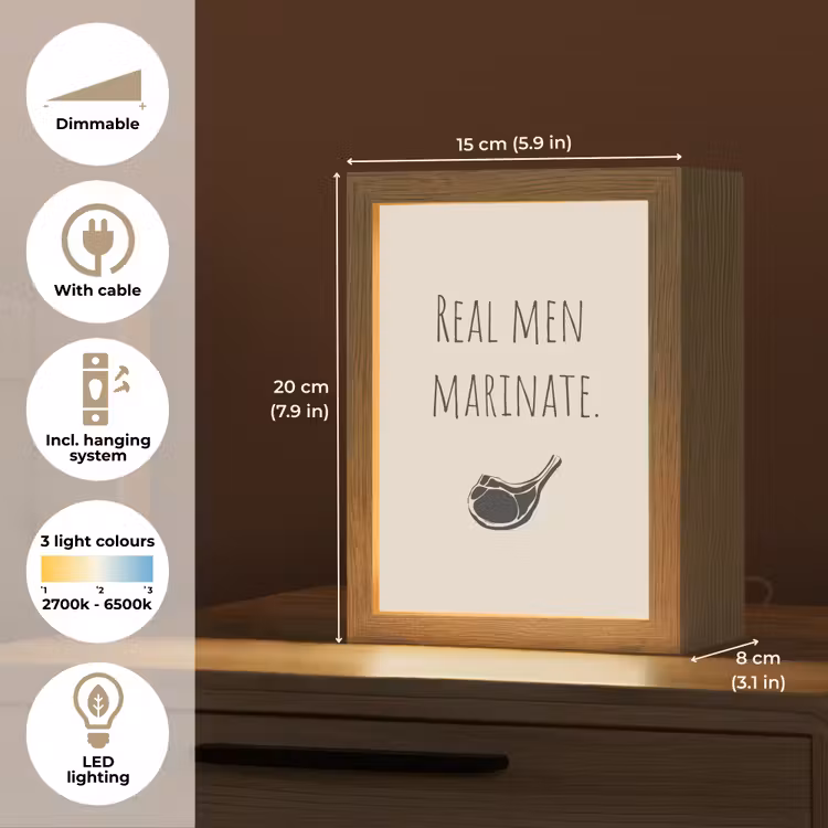 Vlees - Minimalistisch - Beige - Quote Light Box met kabel (Tafellamp) klein -USP_EN