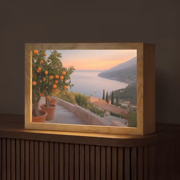 Middelandse zee - Sinaasappel - Heuvels - Zee Light Box met kabel (Tafellamp) klein -z3d_website