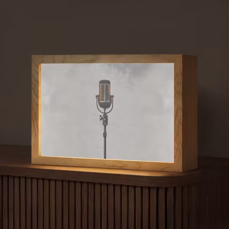 Microfoon - Vintage - Illustratie - Grijs Light Box met kabel (Tafellamp) klein -z3d_website