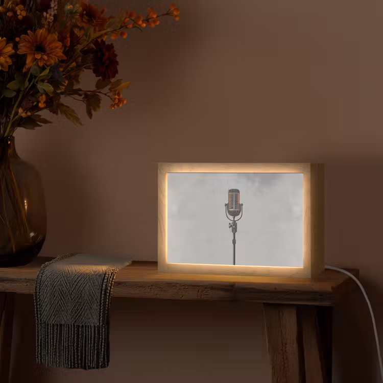Microfoon - Vintage - Illustratie - Grijs Light Box met kabel (Tafellamp) klein -sfeer4