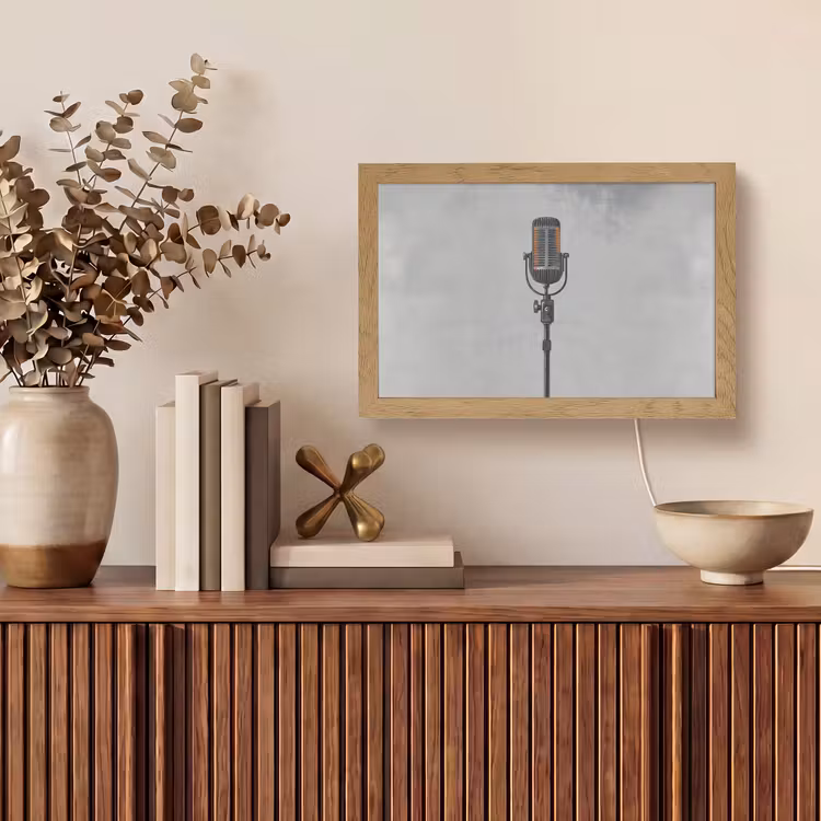Microfoon - Vintage - Illustratie - Grijs Light Box met kabel (Tafellamp) klein -sfeer2