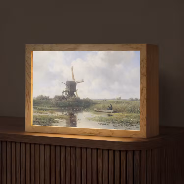 Molen - Willem Roelofs - Oude meesters - Kunst Light Box met kabel (Tafellamp) klein -z3d_website