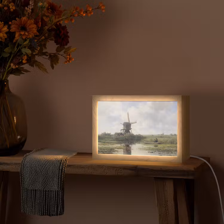 Molen - Willem Roelofs - Oude meesters - Kunst Light Box met kabel (Tafellamp) klein -sfeer4