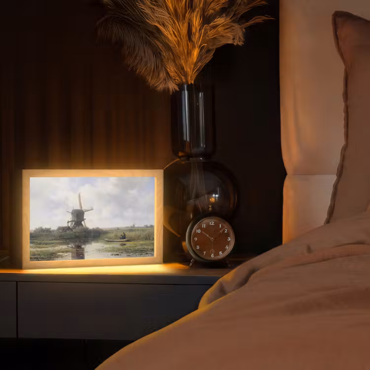 Molen - Willem Roelofs - Oude meesters - Kunst Light Box met kabel (Tafellamp) klein -sfeer1