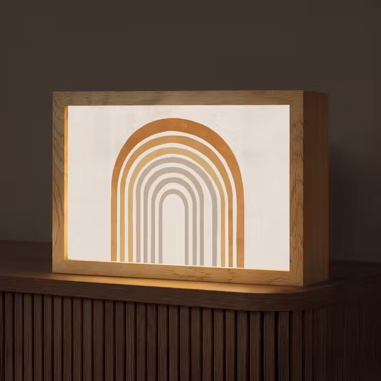 Minimalistisch - Boog - Lijnen - Beige Light Box met kabel (Tafellamp) klein -z3d_website