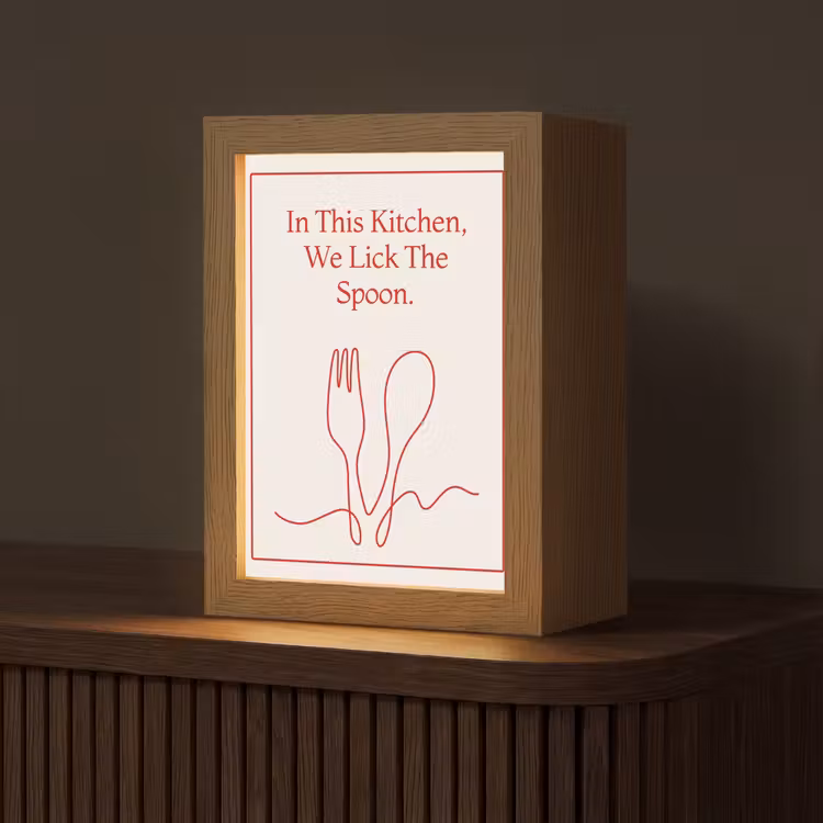 Minimalistisch - Vork - Lepel - Lijntekening Light Box met kabel (Tafellamp) klein -z3d_website
