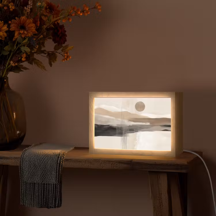 Minimalistisch - Landschap - Dimensie Light Box met kabel (Tafellamp) klein -sfeer4