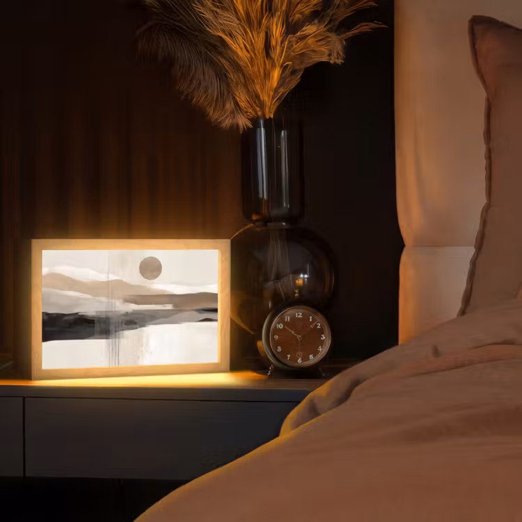 Minimalistisch - Landschap - Dimensie Light Box met kabel (Tafellamp) klein -sfeer1