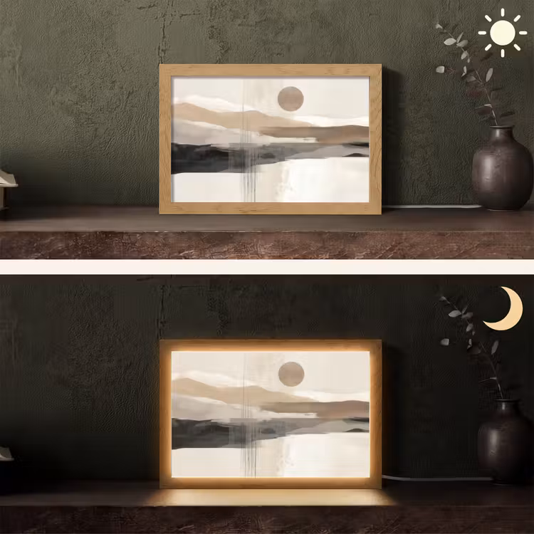 Minimalistisch - Landschap - Dimensie Light Box met kabel (Tafellamp) klein -sfeer3