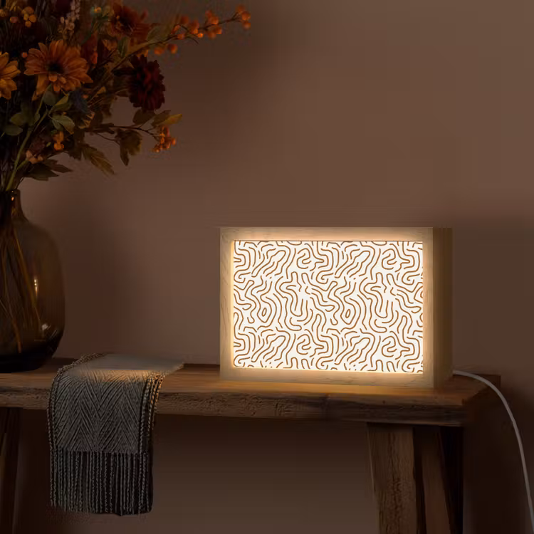 Minimalistisch - Patroon - Terracotta Light Box met kabel (Tafellamp) klein 924 -sfeer4