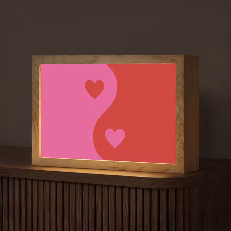 Minimalistisch - Rood - Roze - Hartjes Light Box met kabel (Tafellamp) klein -z3d_website