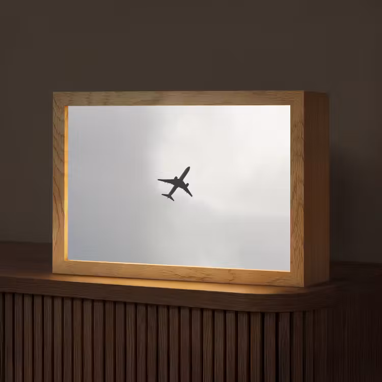 Minimalistisch - Silhouet - Zwart - Vliegtuig Light Box met kabel (Tafellamp) klein -z3d_website