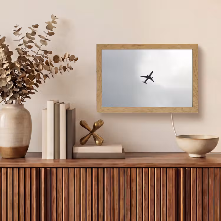 Minimalistisch - Silhouet - Zwart - Vliegtuig Light Box met kabel (Tafellamp) klein -sfeer2