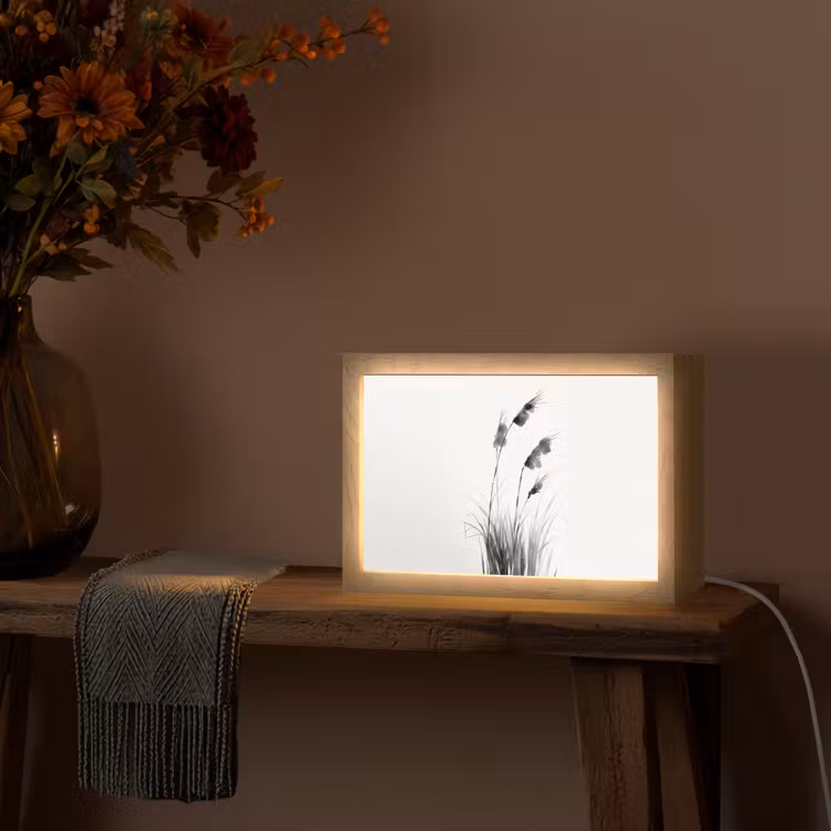 Minimalistisch - Stelen - Wit Light Box met kabel (Tafellamp) klein -sfeer4
