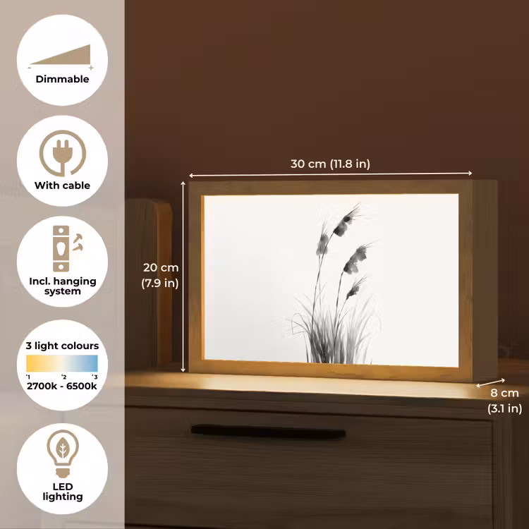 Minimalistisch - Stelen - Wit Light Box met kabel (Tafellamp) klein -USP_EN