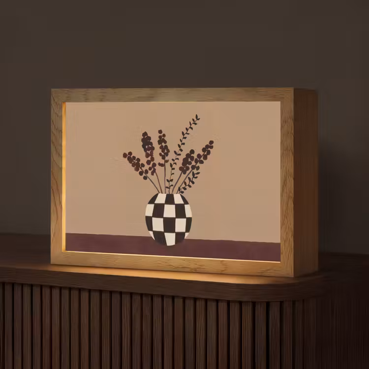 Minimalistisch - Vaas - Bloemen - Bruin Light Box met kabel (Tafellamp) klein -z3d_website