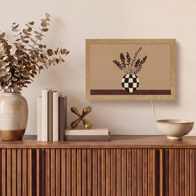 Minimalistisch - Vaas - Bloemen - Bruin Light Box met kabel (Tafellamp) klein -sfeer2