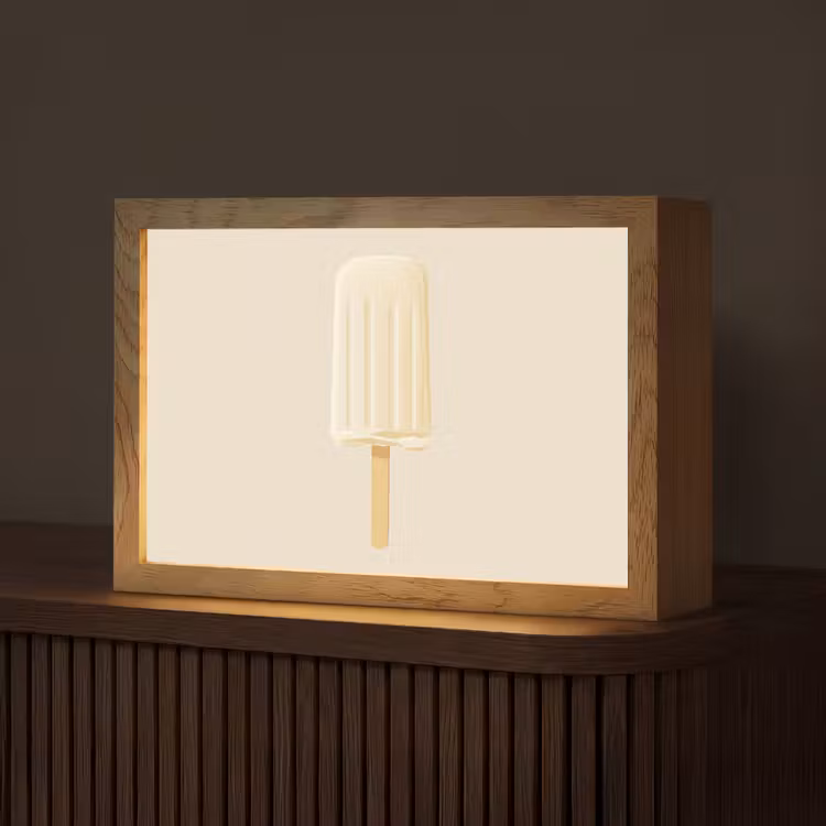 Minimalistisch - Waterijsje - Stokje - Beige Light Box met kabel (Tafellamp) klein -z3d_website
