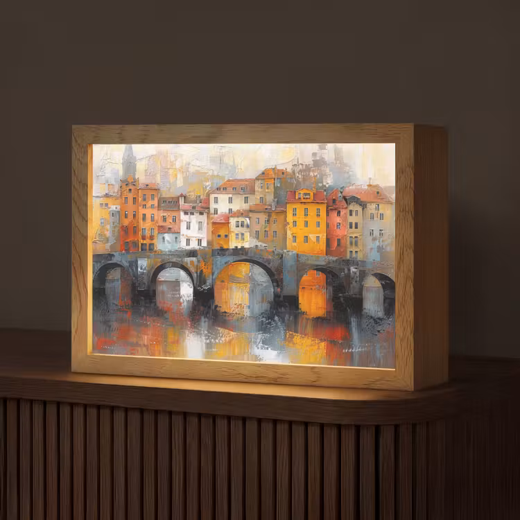 Gracht - Huizen - Kunst - Art Light Box met kabel (Tafellamp) klein -z3d_website