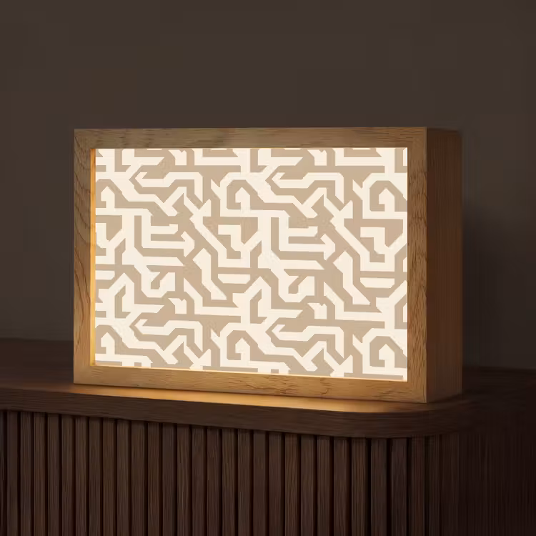 Modern - Abstract - Beige Light Box met kabel (Tafellamp) klein 924 -z3d_website