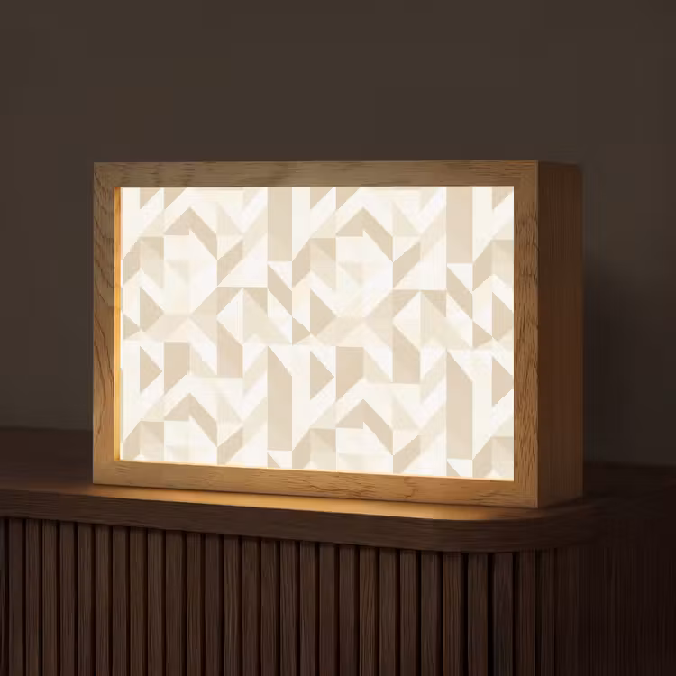 Modern - Abstract - Beige Light Box met kabel (Tafellamp) klein 924 -z3d_website