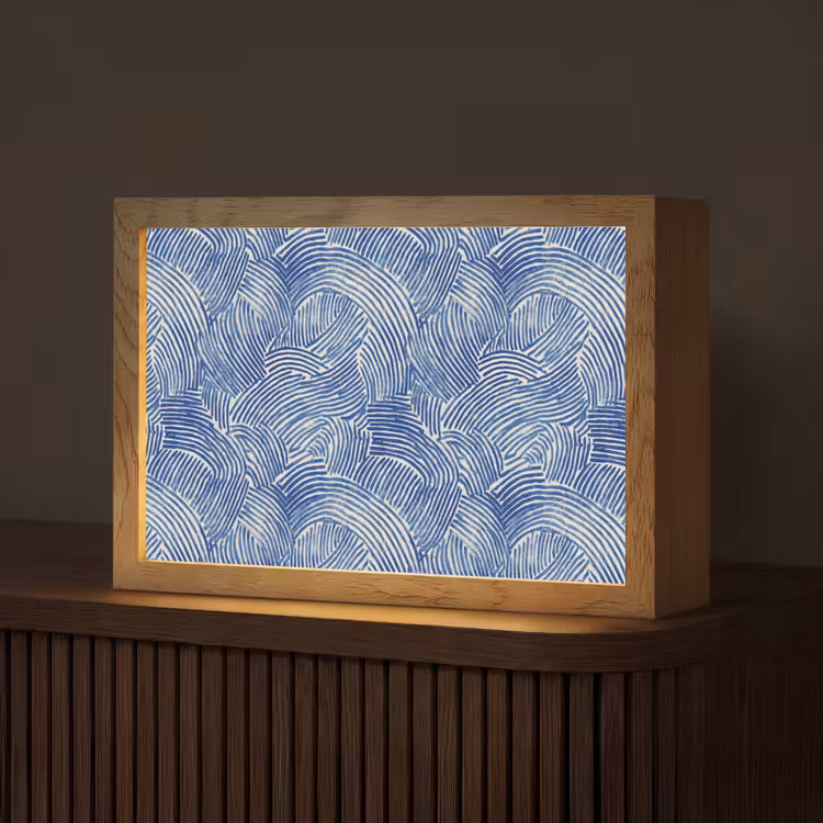 Modern - Abstract - Blauw Light Box met kabel (Tafellamp) klein 924 -z3d_website