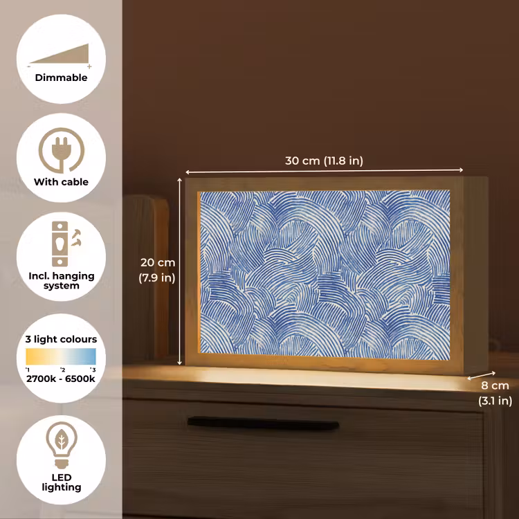 Modern - Abstract - Blauw Light Box met kabel (Tafellamp) klein 924 -USP_EN